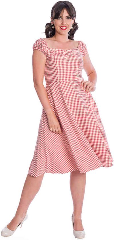 Banned - GINGHAM PICNICK Flare jurk - XL - Rood