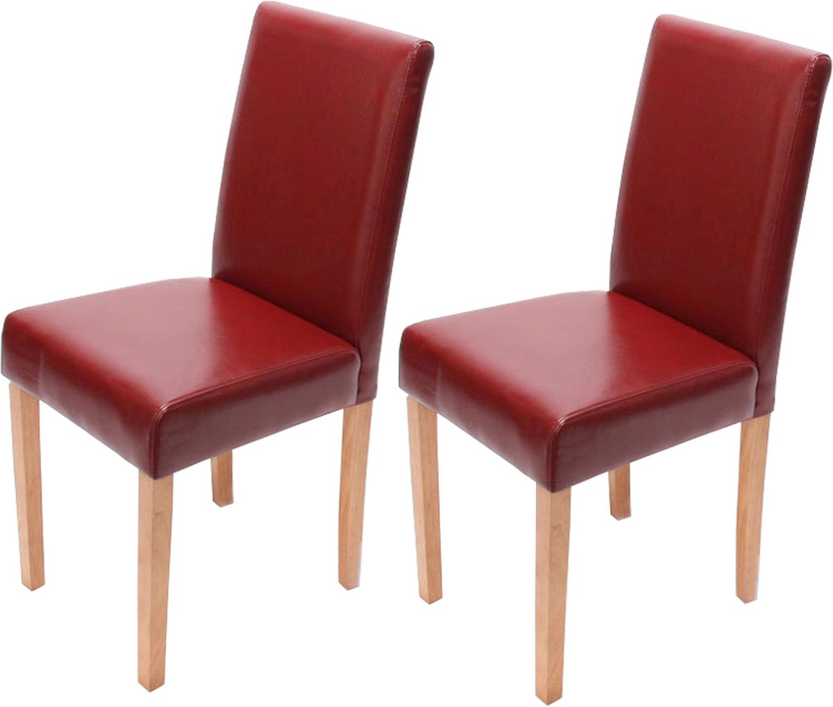 Cosmo Casa Set van 2 eetkamerstoelen Stoel Keukenstoel Littau - Kunstleer - Rood - Lichte poten