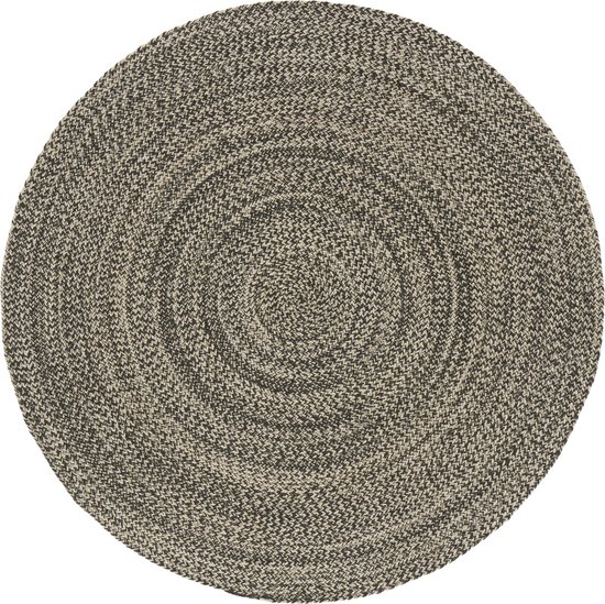Handgemaakt jute vloerkleed wit en naturel 150 cm