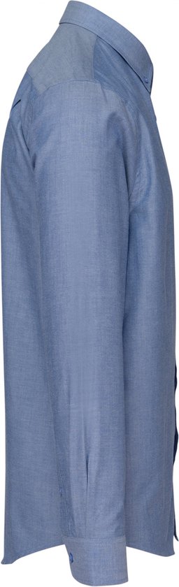 Overhemd Heren 4XL Kariban Lange mouw Oxford Cobalt Blue 70% Katoen, 30% Polyester