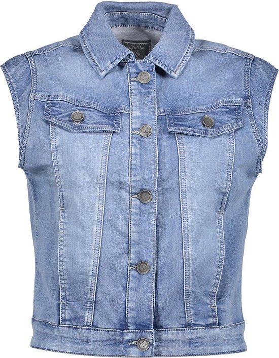 Geisha Vest Spijkergilet 45006 10 Mid Blue Denim Dames Maat - L