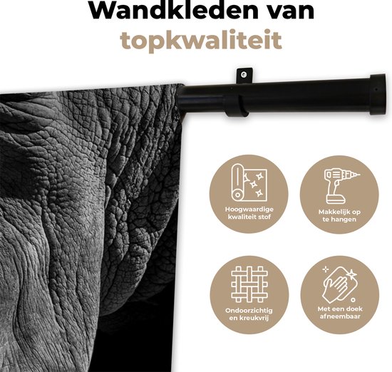 Tapisserie - Toile murale - Rhinocéros - Animal sauvage - Portrait - 120x120 cm - Tapisserie