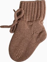 Babyslofjes - 100% Merino wol – bruin - slofjes voor je baby, dreumes en peuter voor jongens en meisjes - 6-12 Maanden (11,5cm) - schoenmaat 18-19