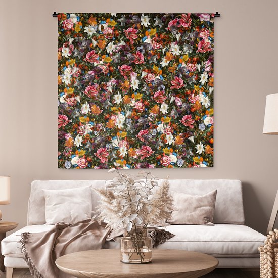 Tapisserie - Fleurs - Motif - Papillon - 120x120 cm - Tapisserie