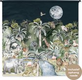 Tenture murale - Tissu mural - Décoration jungle - Enfants - Animaux - 180x180 cm - Tapisserie