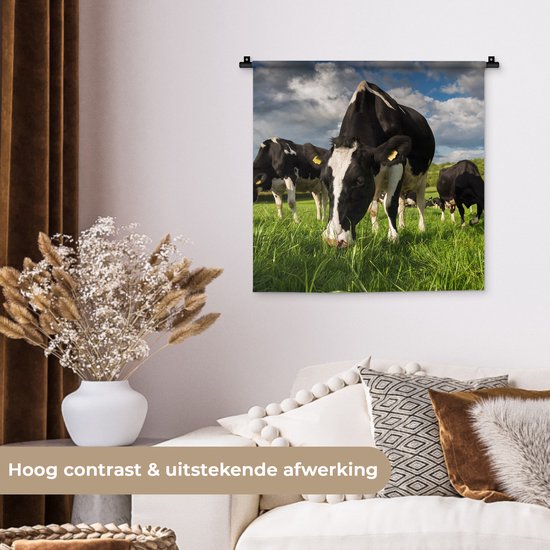 Tapisserie - Tissu mural - Vaches - Animaux - Herbe - Pâturage - Ferme - 60x60 cm - Tapisserie