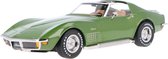 Het 1:18 gegoten model van de Chevrolet Corvette C3 uit 1972 in groen metallic. De fabrikant van het schaalmodel is KK Scale. Dit model is alleen online verkrijgbaar