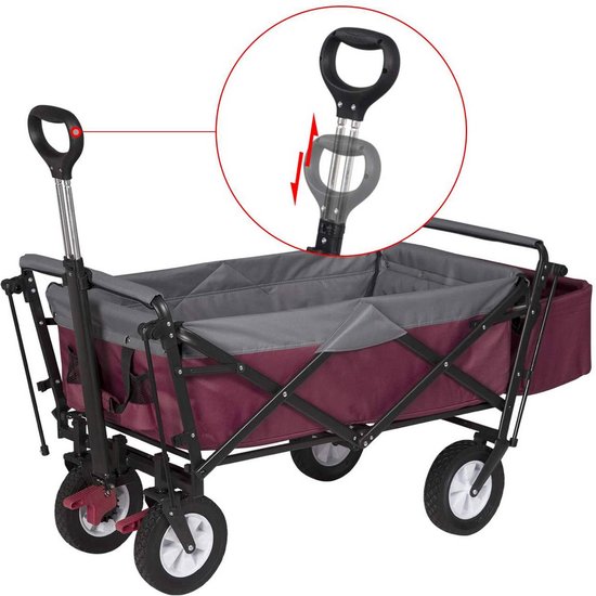 BukkitBow - Opvouwbare Bolderkar Met Dak - Inklapbare Handkar met Stalen Frame - Massief Rubberen Wielen - Tot 80 kg Belasting - Rood van BukkitBow — afbeelding 2