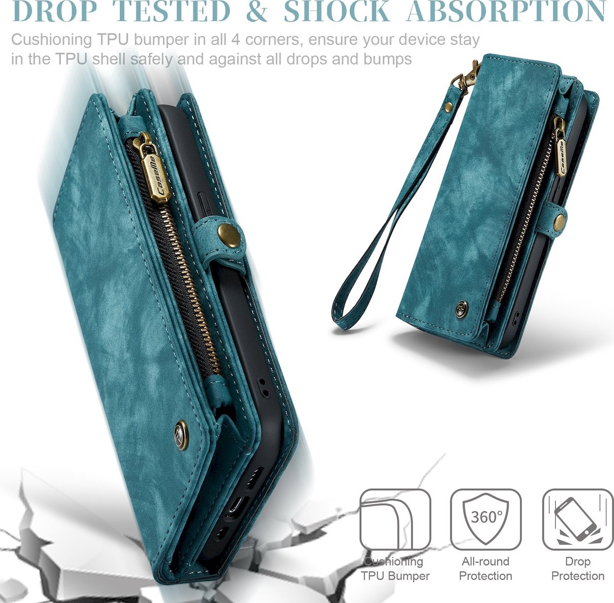 Caseme Telefoonhoesje geschikt voor Apple iPhone 12 Pro Max Hoesje | Caseme 008 Uitneembare 2in1 Bookcase Portemonnee | Pasjeshouder voor 8 Pasjes | Telefoonhoesje voor Pinpas / OV Kaart / Rijbewijs - Blauw