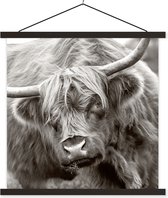 Porte-affiche avec affiche - Affiche scolaire - Scottish Highlander - Zwart - Wit - Cornes - 40x40 cm - Lattes noires