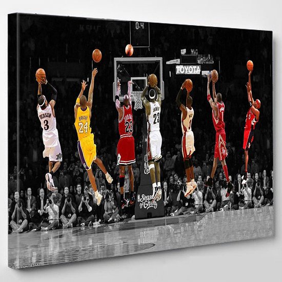 Allernieuwste.nl® Canvas Schilderij Basketbal Wereld Toppers - NBA Sport Stars Poster - kleur - 70 x 100 cm