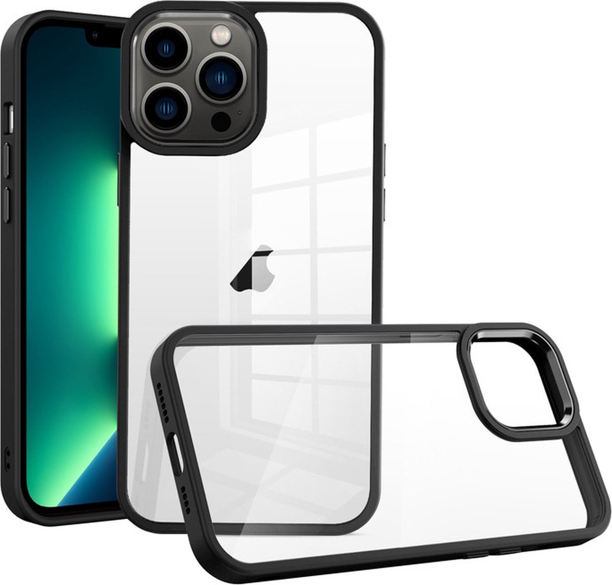 iPhone 14 Hoesje - Transparant - Doorzichtige Achterkant - Shockproof Case - Zwart - Provium