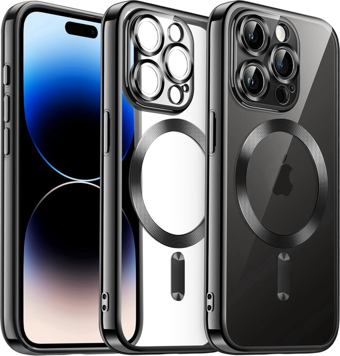iPhone 14 Hoesje - Zwart - Doorzichtige Achterkant - Magsafe Compatible Case - Transparant - Provium
