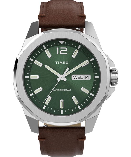 Timex Essex Avenue TW2W14000 Horloge - Leer - Bruin - Ø 46 mm