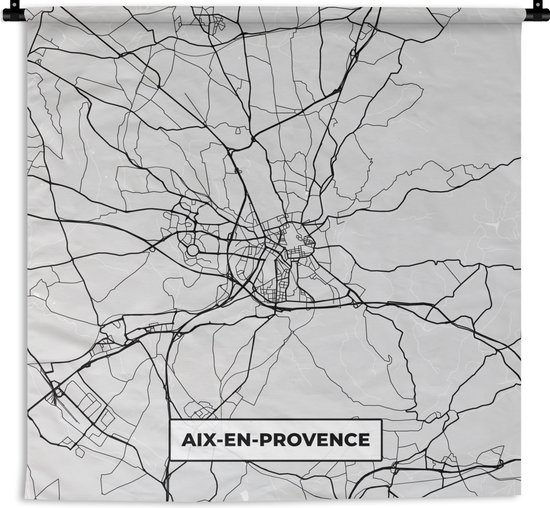 Wandkleed - Wanddoek - Plattegrond - Aix-en-Provence - Stadskaart - Kaart - Frankrijk - 120x120 cm - Wandtapijt