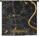 Wandkleed - Wanddoek - Black and Gold – Stadskaart – Meerbusch – Duitsland – Plattegrond – Kaart - 90x90 cm - Wandtapijt