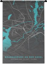 Wandkleed - Wanddoek - Blauw – Duitsland – Plattegrond – Stadskaart – Kaart – Brandenburg an der Havel - 90x135 cm - Wandtapijt