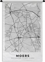 Wandkleed - Wanddoek - Kaart - Moers - Duitsland - Stadskaart - Plattegrond - 90x135 cm - Wandtapijt