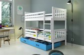 stapelbed 80 x 190 extra lade en matrassen Wit blauw