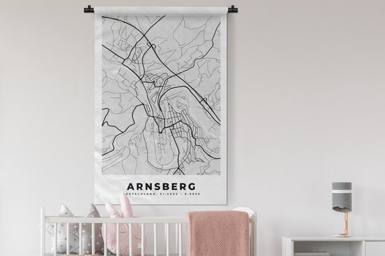 Tapisserie - Tapisserie - Arnsberg - Carte - Plan de la ville - Allemagne - Carte - 90x135 cm - Tapisserie