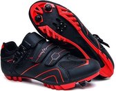 RAMBUX® - Fietsschoenen - MTB Schoenen Heren & Dames - Zwart Rood - SPD Zool - Wielrenschoenen - Klikschoenen - Mountainbike - Racefiets - Maat 47