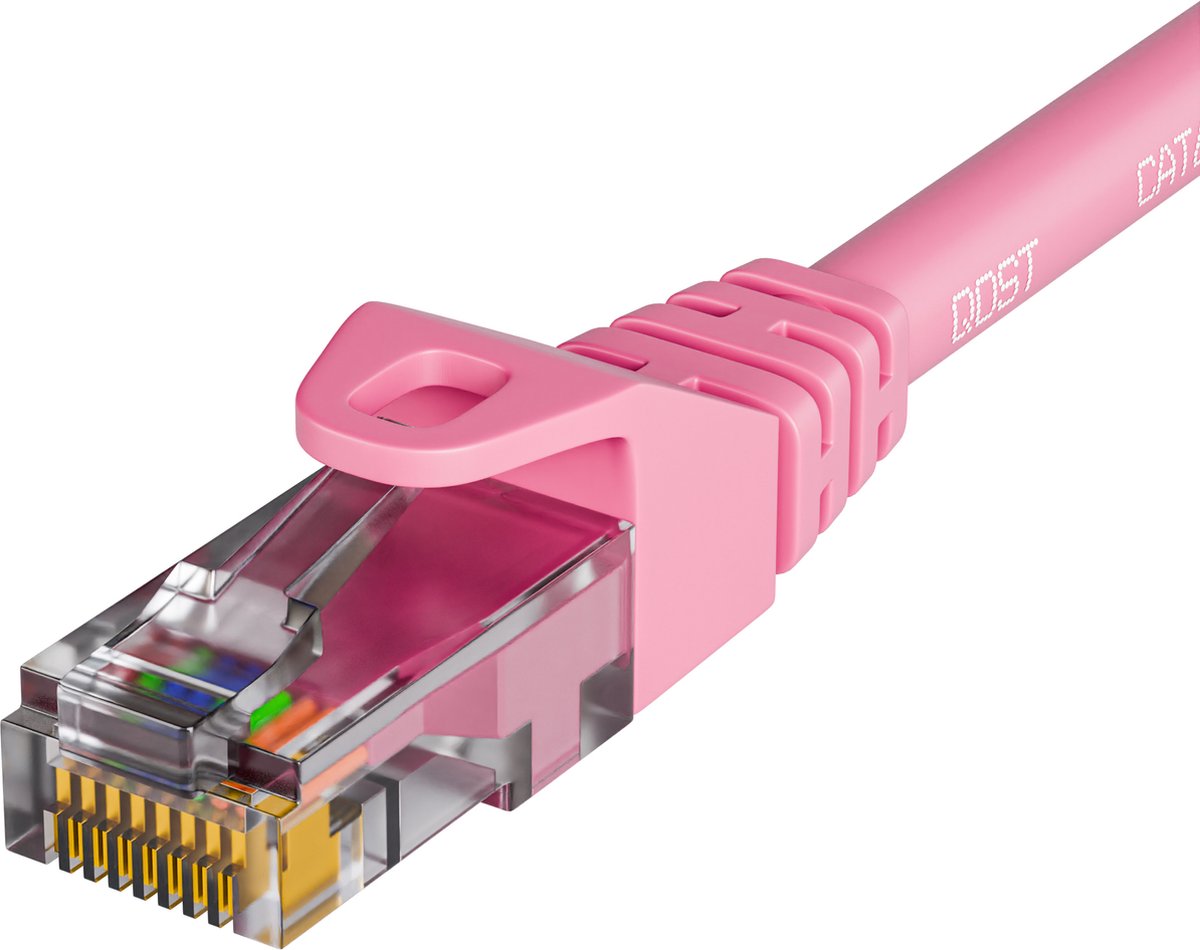 Qost - CAT6 internetkabel - CCA / UTP - 10 Gbps / 250 MHz - RJ45 Connectoren - Patchkabel / Netwerkkabel - 0.25 Meter - Roze