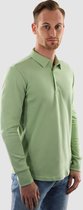 Vercate - Heren Polo Lange Mouw - Strijkvrij Poloshirt - Groen - Slim Fit - Excellent Katoen - Heren - Maat L