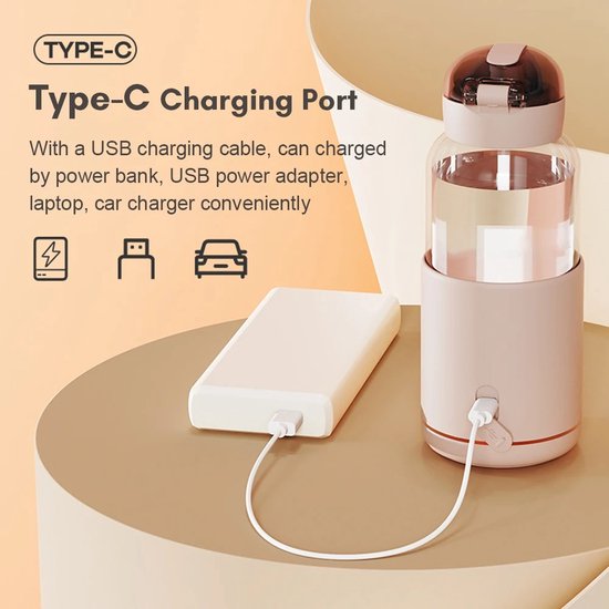 Flessenwarmer - Draagbare Baby Flesverwarmer Onderweg - Opgewarmd Binnen 8 Minuten - 300ML/37 tot 55 ℃/USB-C/Draadloos van Allbababy — afbeelding 4