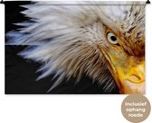 Tapisserie Animaux sur fond noir - Oeil de l'aigle sur fond noir Tapisserie coton 120x80 cm - Tapisserie avec photo