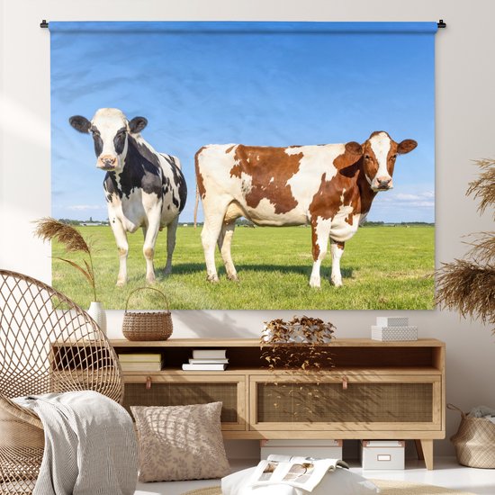 Tapisserie - Toile murale - Vaches - Ferme - Herbe - Nature - Animaux - 180x135 cm - Tapisserie