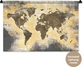 Wandkleed WereldkaartenKerst illustraties - Wereldkaart met oranje verf en krantenpapier Wandkleed katoen 90x60 cm - Wandtapijt met foto