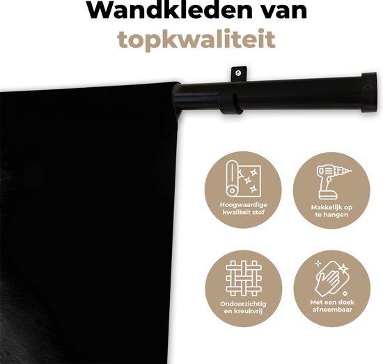 Tapisserie - Lion - Animaux - Portrait - Zwart et blanc - Tapisserie - Katoen - Décoration salon - Tapisserie - Tapisseries pour intérieur - 180x120 cm - Tapisserie - Décoration murale murale - Décoration murale murale - Tapisseries - Tapisserie