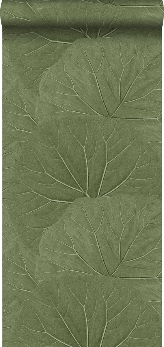 Walls4You behang tropische bladeren vergrijsd olijfgroen - 935305 - 0,53 x 10,05 m