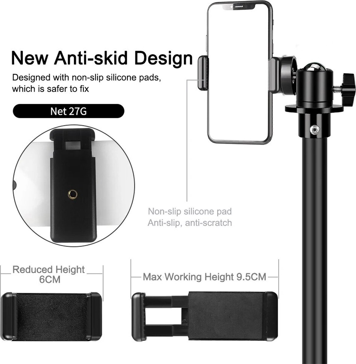 Statief Voor Telefoon Statief Ring Licht 2M 1/4 Schroef Hoofd Flexibele Selfie Met Bluetooth Afstandsbediening Houder Voor telefoon
