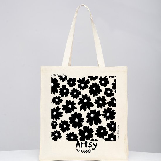 Artsy Canvas Bags - Canvas Tas- Tote Bag - Floral Tote - bloemige tas - Universiteit tas - eco-friendly bag - milieuvriendelijke tas - katoenen tas
