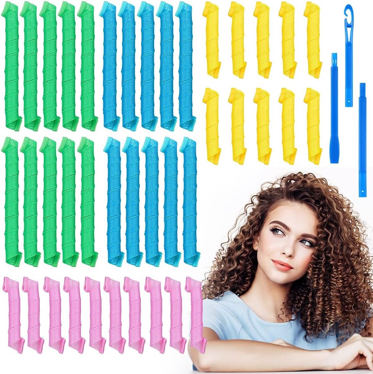 Krulspelden zijdehaar krulspelden hittevrij haarkrullen krultang zonder beschadiging van het haar voor alle doe-het-zelf styling-vrouwen en alle middelgrote