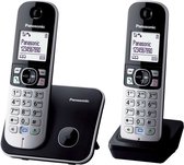 PANASONIC KX-TG6812GB DECT draadloze telefoon, 2 handsets - Handenvrij spreken - Nummerweergave - zwart