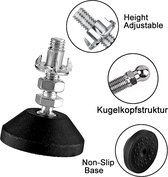 4 stuks stelvoeten M8 x 30 mm, stelplaat stelvoet met rustige antislip rubberen basis, instelschroef M8, kan 450 kg, 30 graden kantelverstellen, machinepoten voor tafelpoten, stoelpoten, meubelpoten.