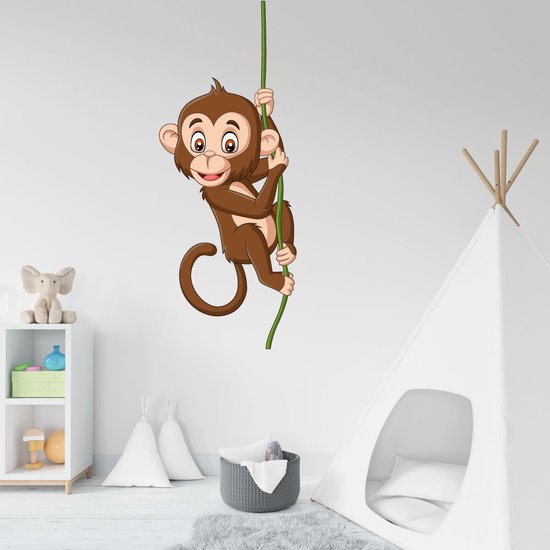 Muursticker Singe grimpe - 10 x 24 cm - 10 x 24 cm - chambre de bébé et d'enfant - sticker mural singe tout