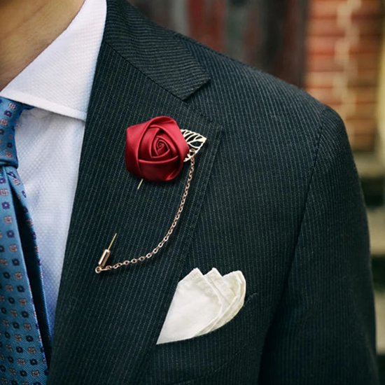 Stijlvolle Bloem Broche - Elegant Satijn en Legering Accessoire voor Pakken en Kleding