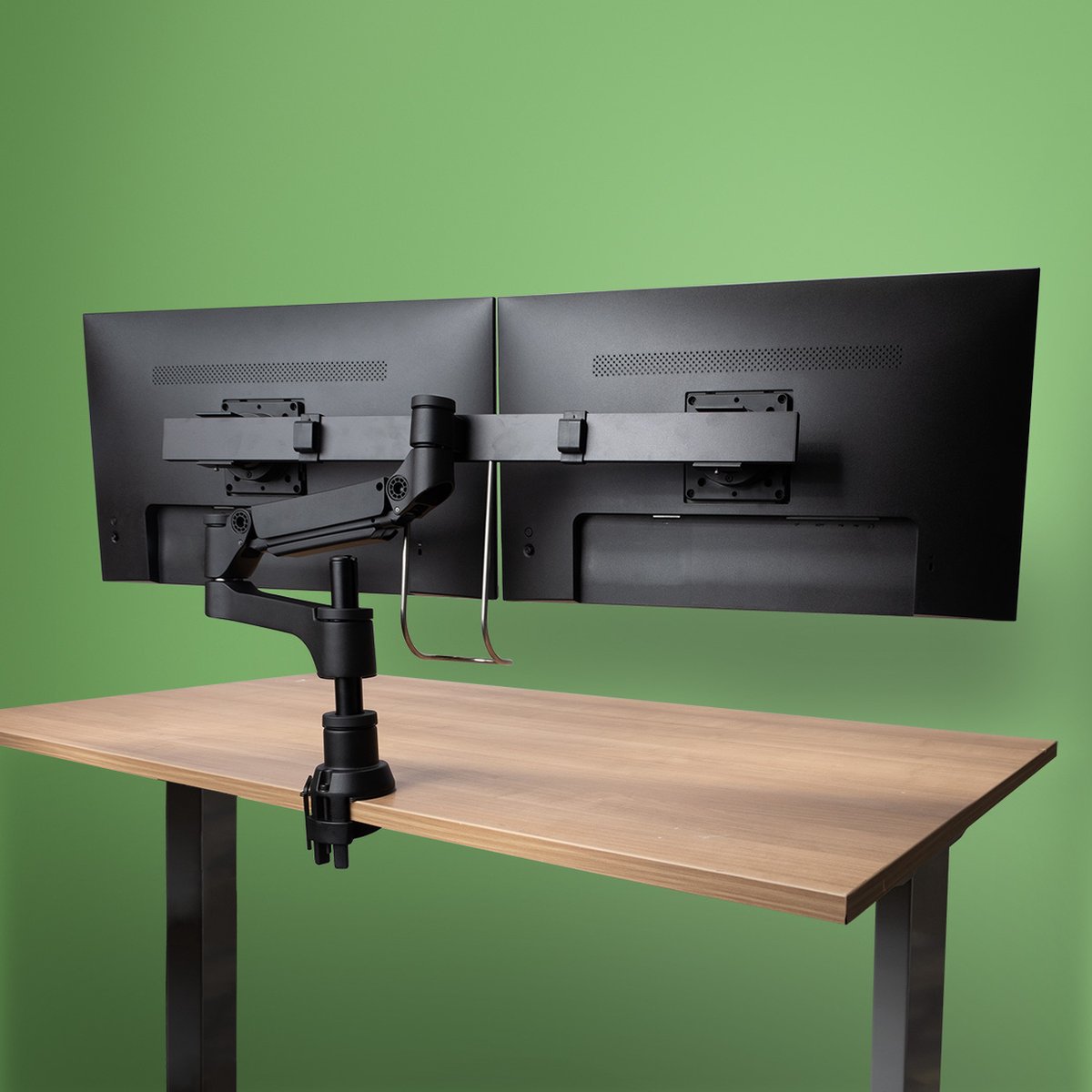 R-Go Tools Smartbar R-Go Caparo monitorarm, met gasveer voor twee beeldschermen, 3-9 kg draagvermogen, 100% circulair, zwart