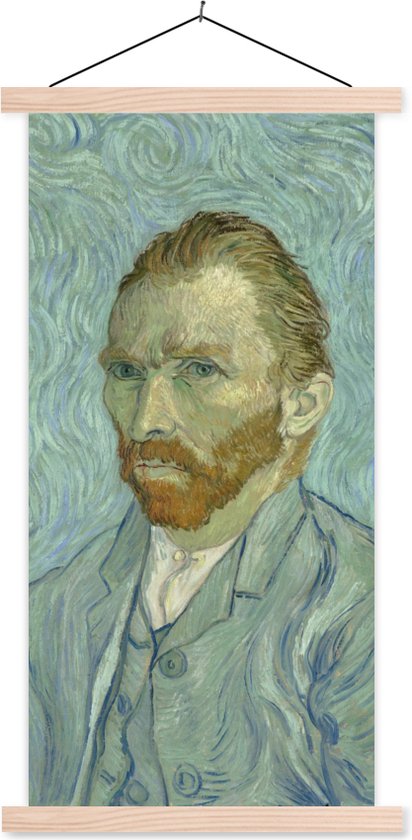 Posterhanger incl. Poster - Schoolplaat - Zelfportret - Vincent van Gogh - 40x80 cm - Blanke latten