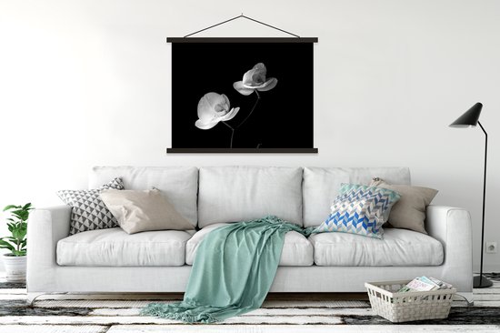 Porte-affiche avec affiche - Affiche scolaire - Orchidée - Fleurs - Zwart - Wit - Nature morte - 150x113 cm - Lattes noires