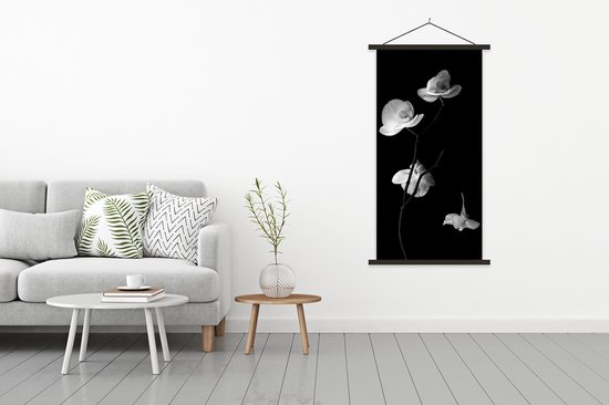 Porte-affiche avec affiche - Affiche scolaire - Orchidée - Fleurs - Zwart - Wit - Nature morte - 90x180 cm - Lattes noires