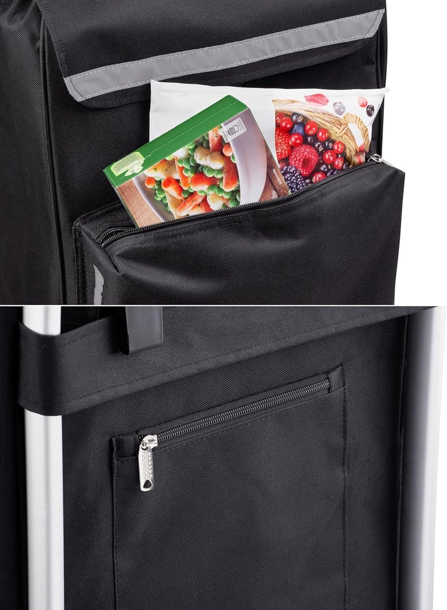 Meister Boodschappentrolley, 56 liter, extra grote banden, met koelvak, afneembare en regenbestendige tas, ophanging voor de winkelwagen, inklapbare shopper, winkelwagentje, handwagen, 6816800 Meister Boodschappentrolley, 56 liter, extra grote banden, met koelvak, afneembare en regenbestendige tas, ophanging voor de winkelwagen, inklapbare shopper, winkelwagentje, handwagen, 6816800