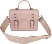 Flora & Co - trendy handtas - boekentasstijl - met fashion riem - roze