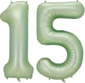 Cijfer Ballonnen Ballon Cijfer 15 Verjaardag Versiering Feest Helium Ballonnen Cijferballon Folieballon Groen Xl Formaat