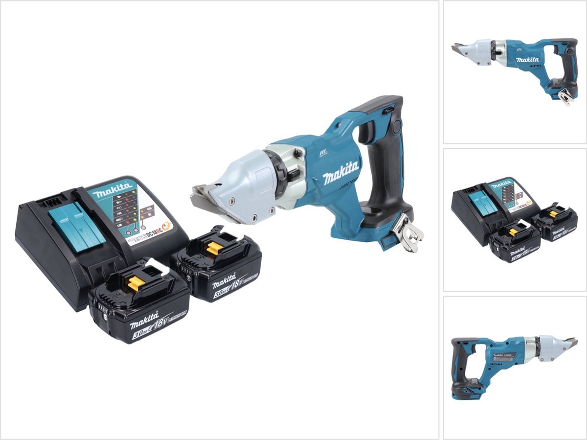 Makita DJS 200 RF accu plaatschaar 18 V 2.0 mm borstelloos + 2x accu 3.0 Ah + lader