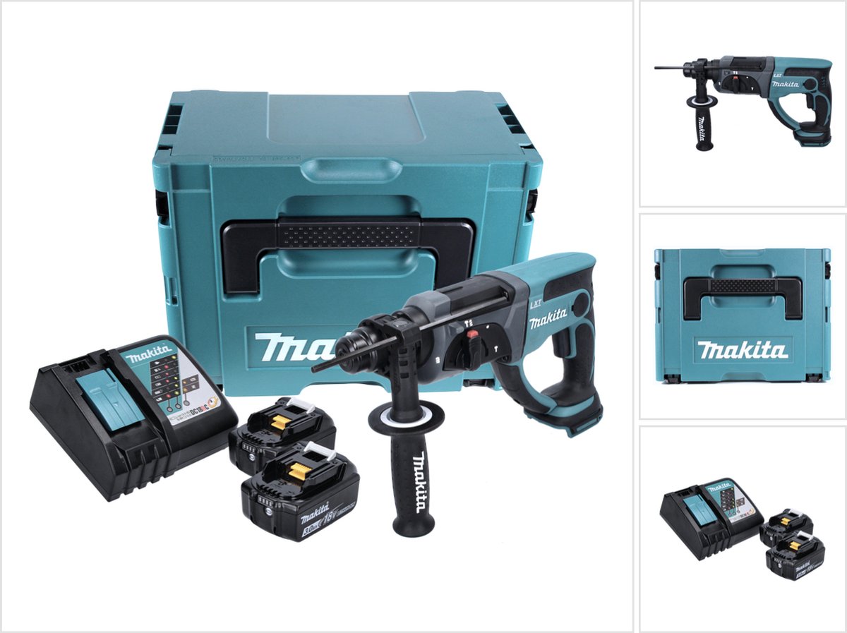 Makita DHR 202 RFJ accu combihamer 18 V 2,0 J SDS Plus + 2x accu 3,0 Ah + oplader + Makpac