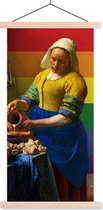 Posterhanger incl. Poster 60x120 cm - Schoolplaat - Melkmeisje - Pride - Vermeer - Textielposter - Blanke latten